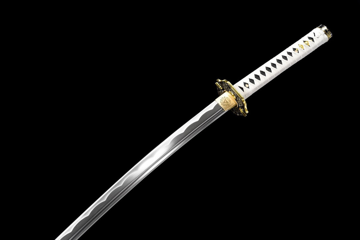 Close-up detail of the Devil May Cry Yamato Katana, including the black PU-covered saya and dark blue cord