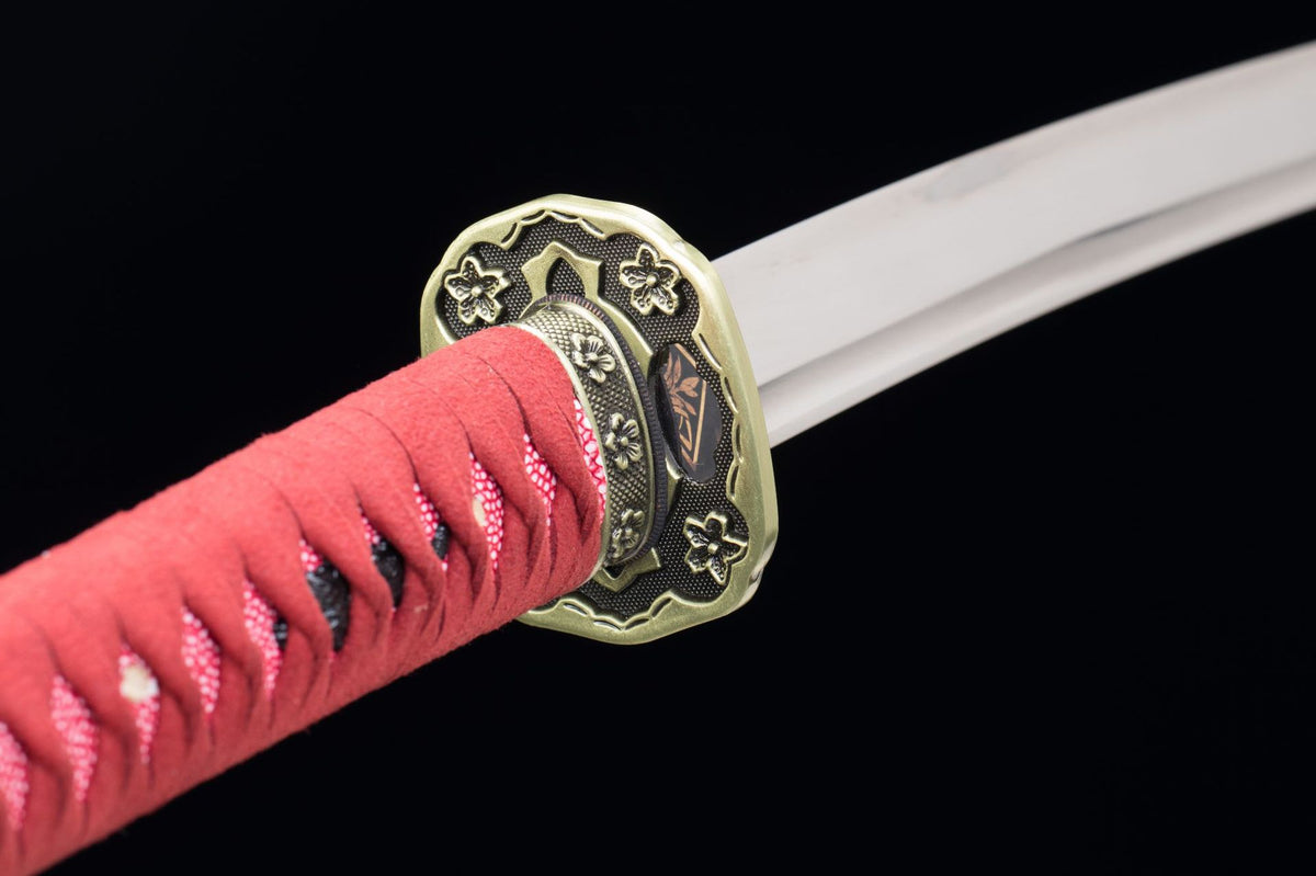 The Sekiro: Raijin Katana with the aged rosewood saya and sageo
