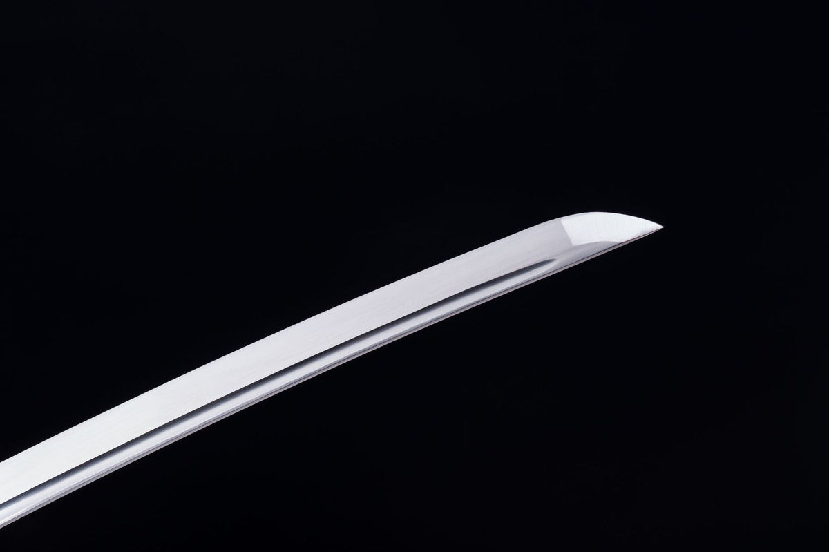 Detail view of the Sekiro Kusabimaru, showing the dark handle wrap and polished fittings