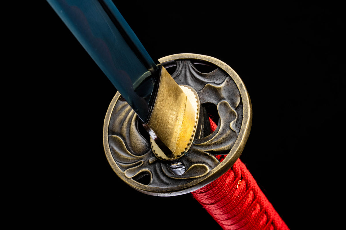 The Crimson Blossom Katana with the bo-hi blade and fittings