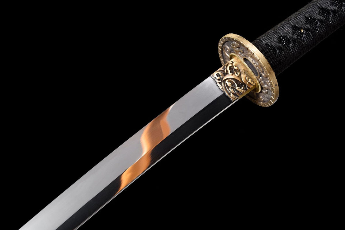 The Twin Dragons Katana with the central pearl motif on the saya
