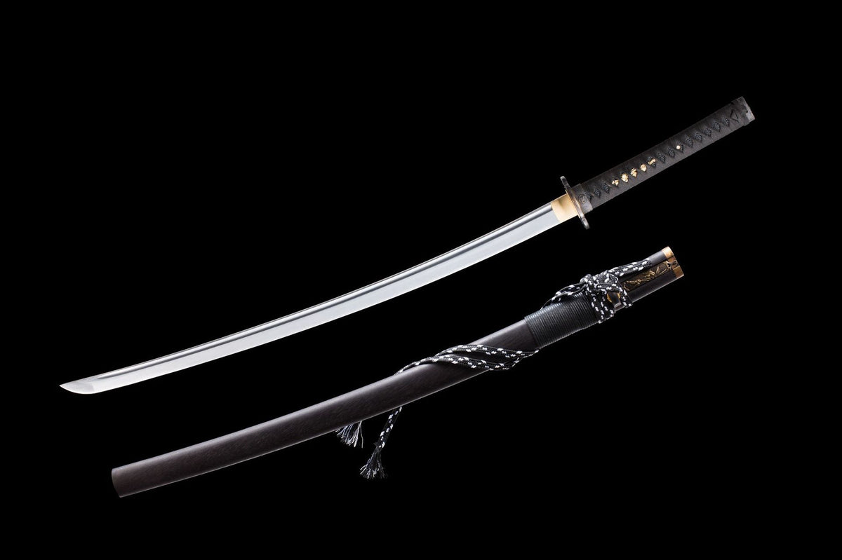 Sable Katana displayed with its blade and black saya