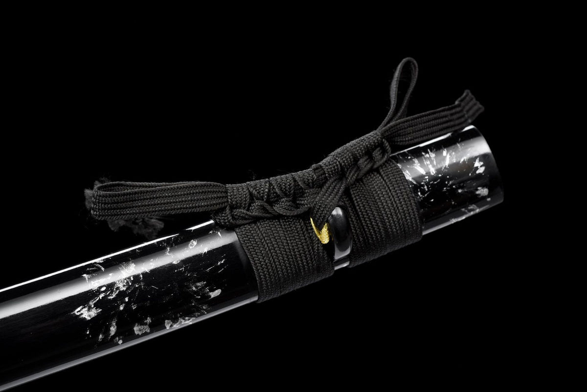 Black cord-wrapped handle and black lacquered wood scabbard