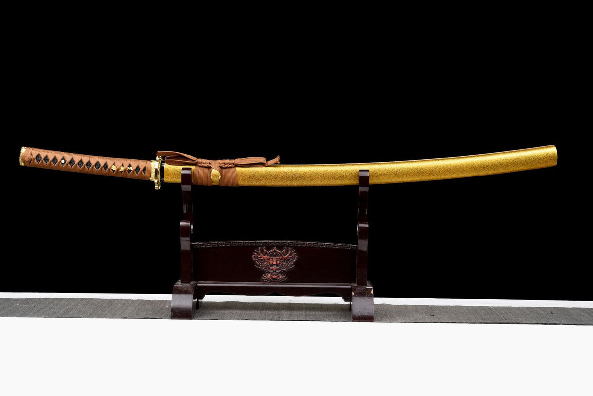 Amber Lacquer Katana sheathed in its speckled amber saya