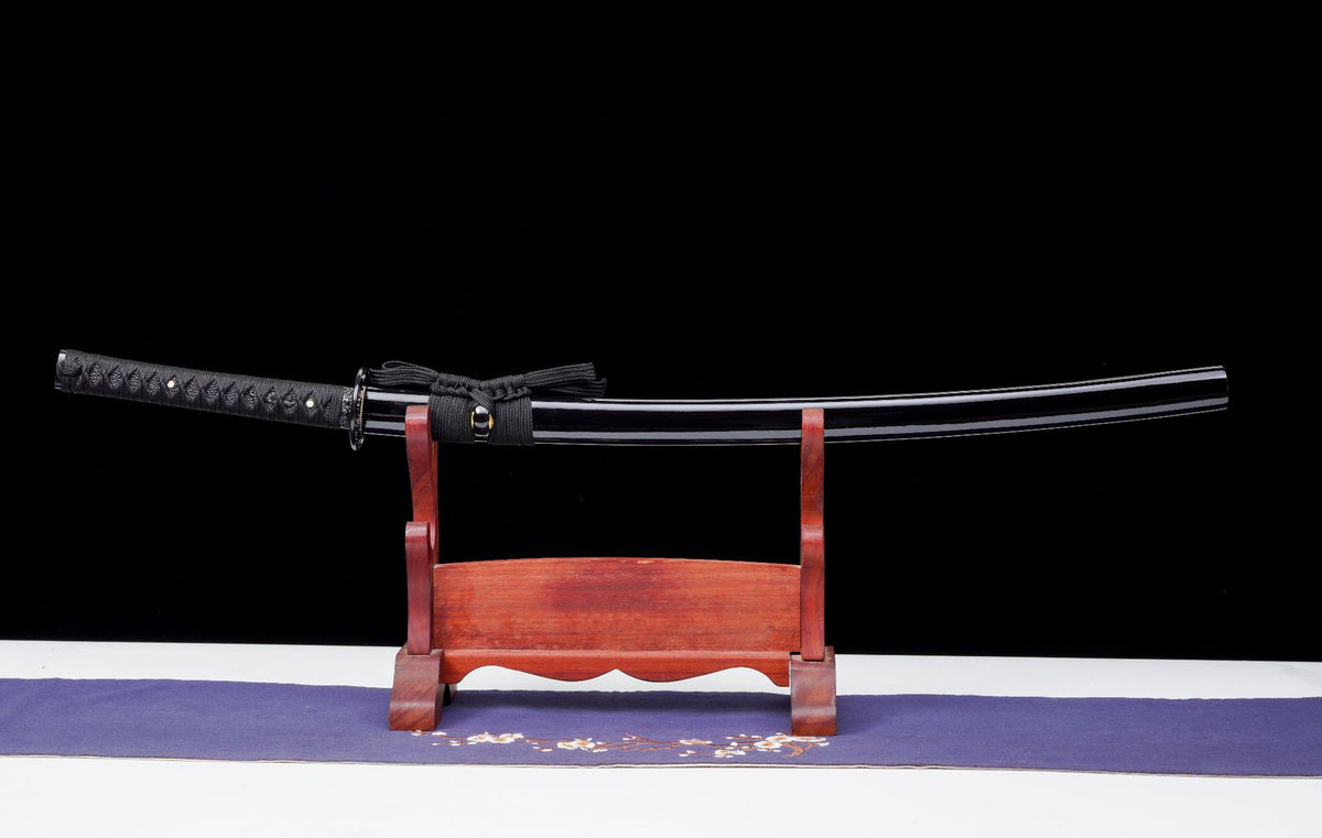 Black Maple Katana sheathed in black lacquered saya