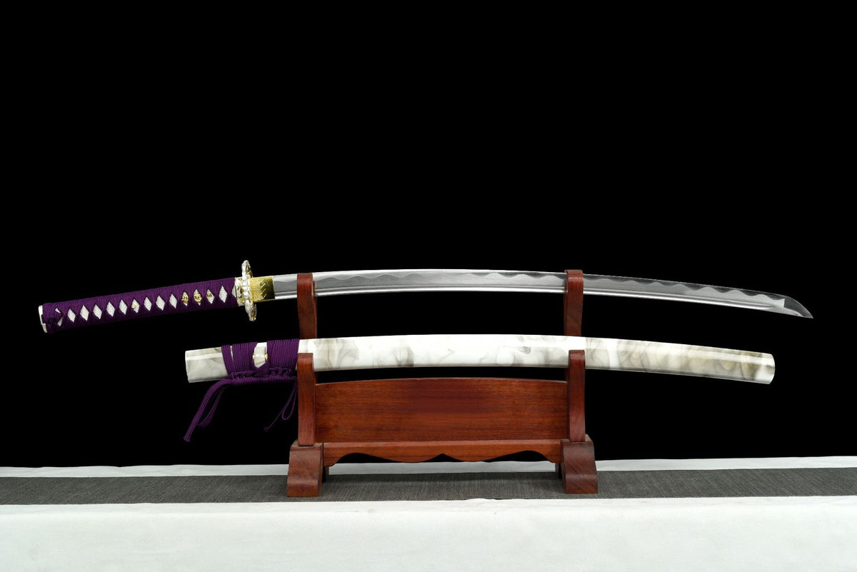 Purple Koi Katana with white marble-pattern saya