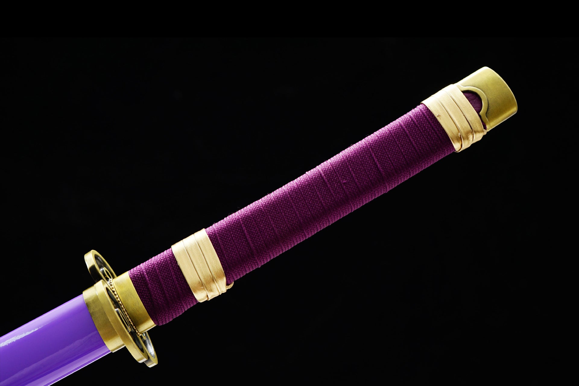 The purple Tsuka of the Enma sword from One Piece with gold accents.