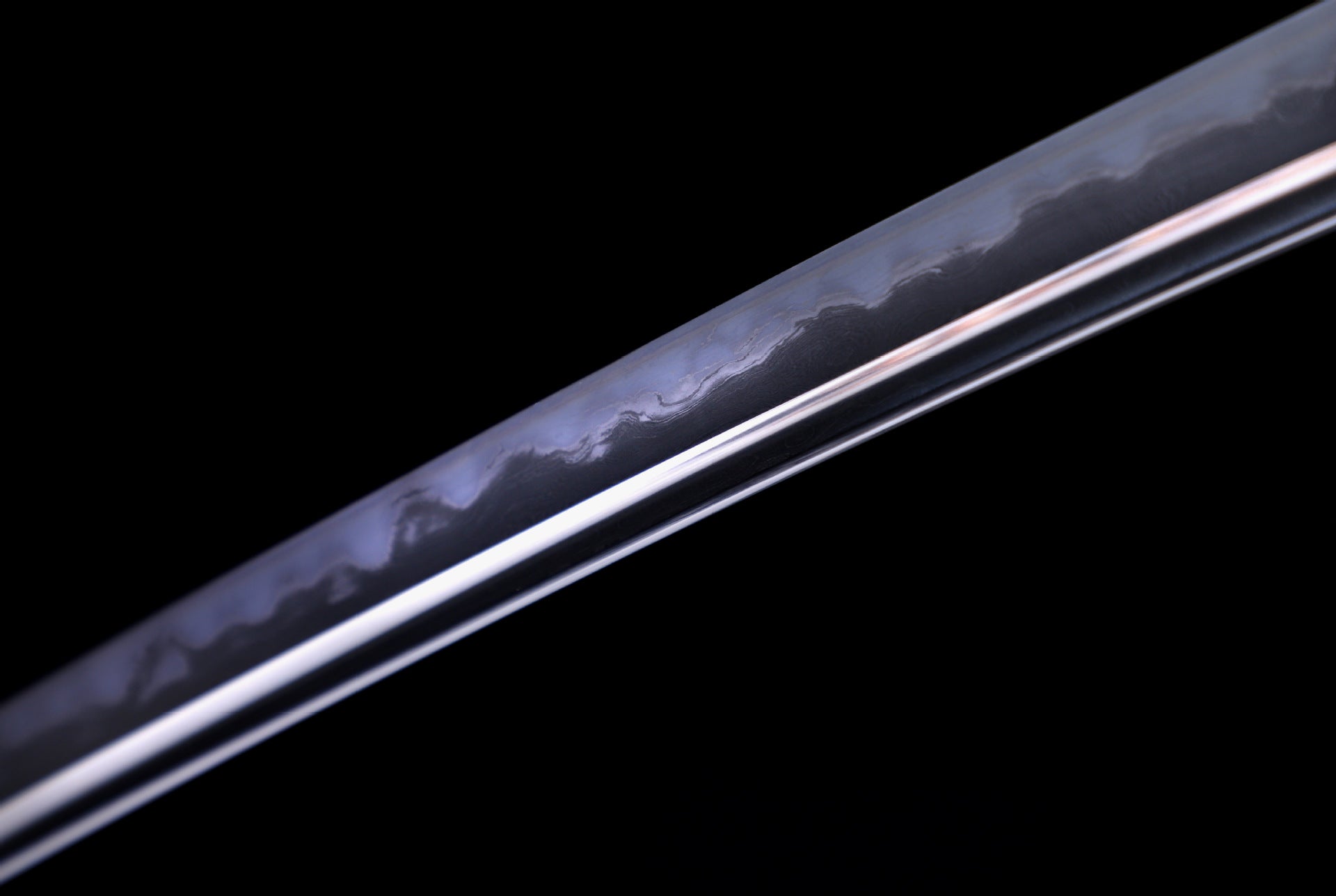 Close-up of the gunome hamon on the Guardian katana blade.