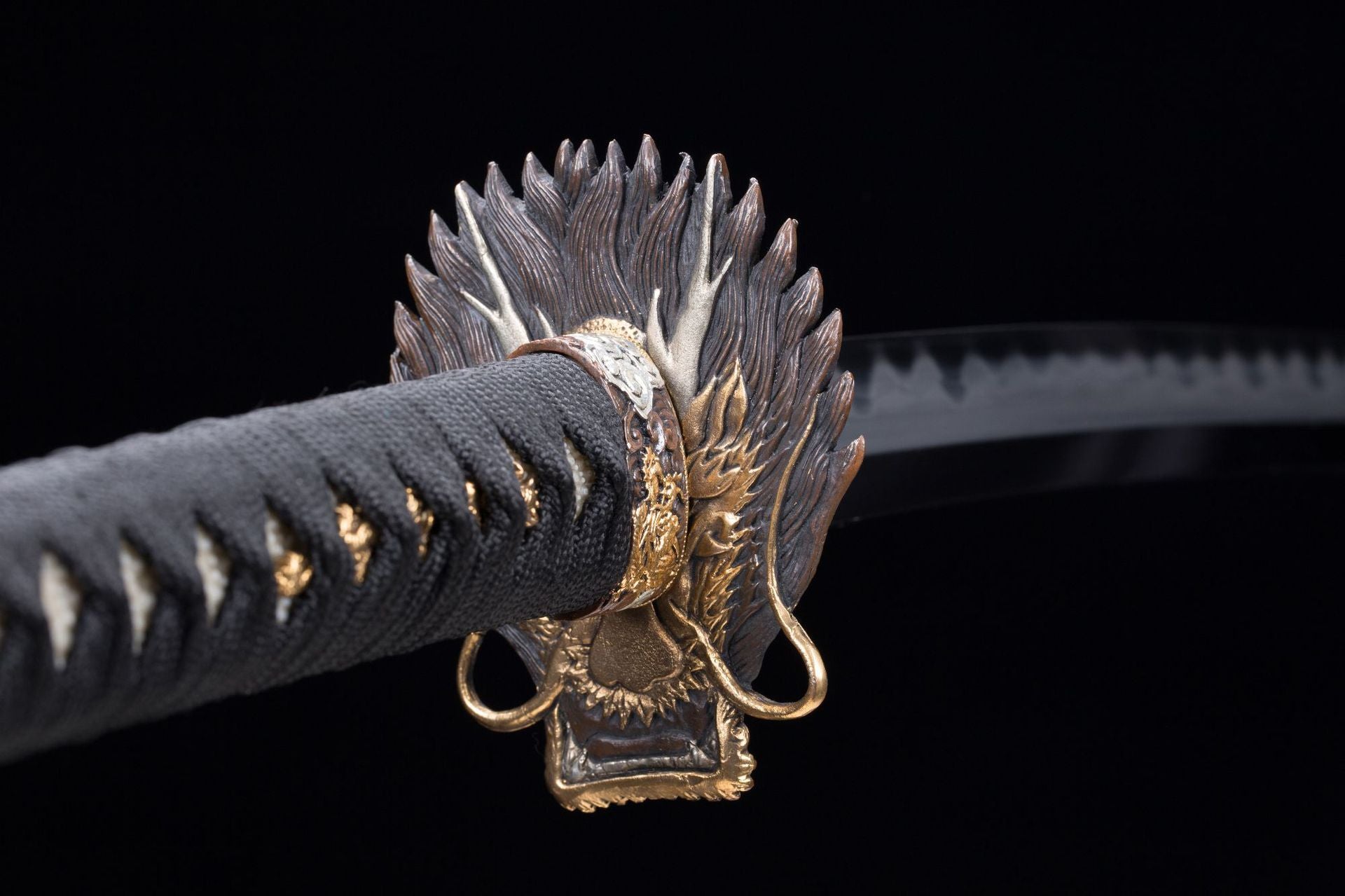 Traditional dragon-head shaped tsuba for Loong katana.