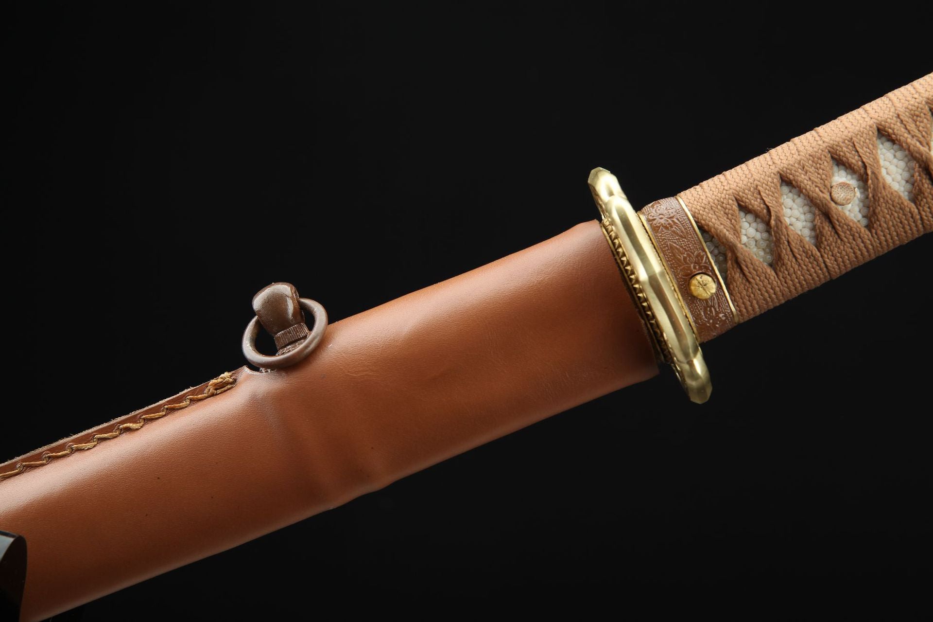 Close-up view of the fittings on the S426 katana.