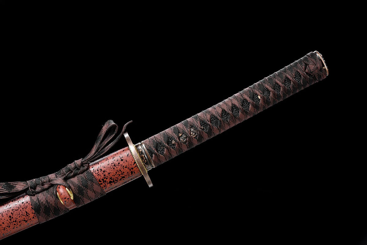 Night Current Katana showing the blade line, handle wrap, and saya