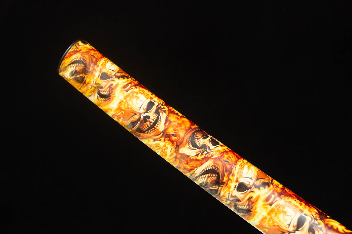 Detail view of the Twin Rivers Katana, showing the twin bo-hi in the blade