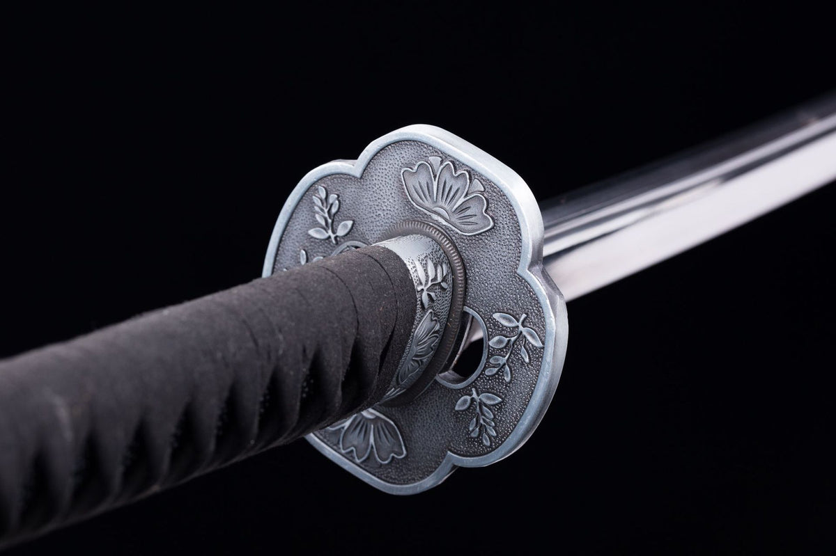 Close-up detail of the Sekiro Kusabimaru, including the bo-hi blade and guard