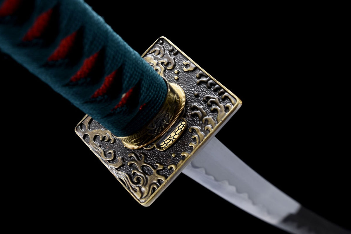 The One Piece Kyoshiro Katana with the black-and-red mounting details