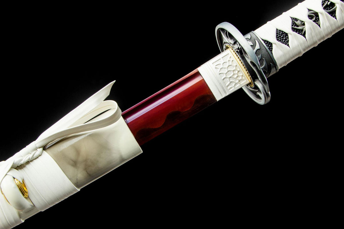 The Clouded Dragon Katana, showing the dragon-and-cloud artwork on the saya