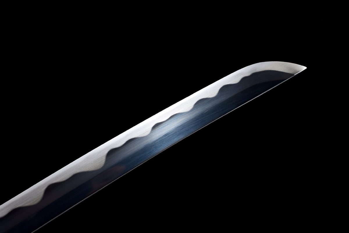Close-up detail of the One Piece Kyoshiro Katana, including the teal handle wrap and metal fittings