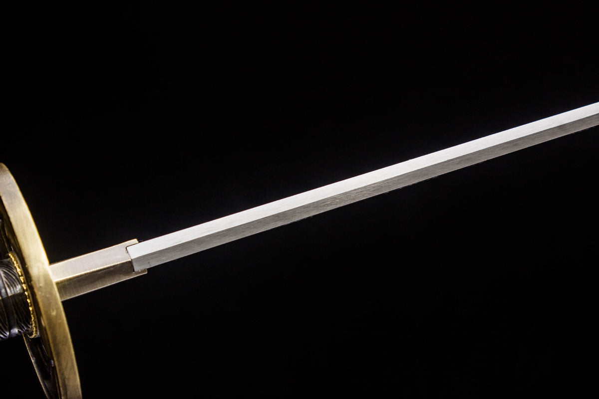 Close-up detail of the Jade Striation Katana, including the gold diagonal bands on the lacquer