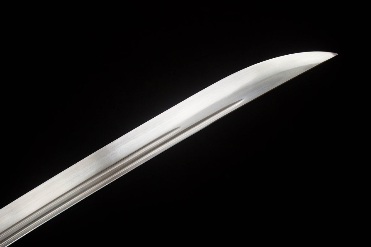 The Night Coil Katana, showing the long gold coil motif