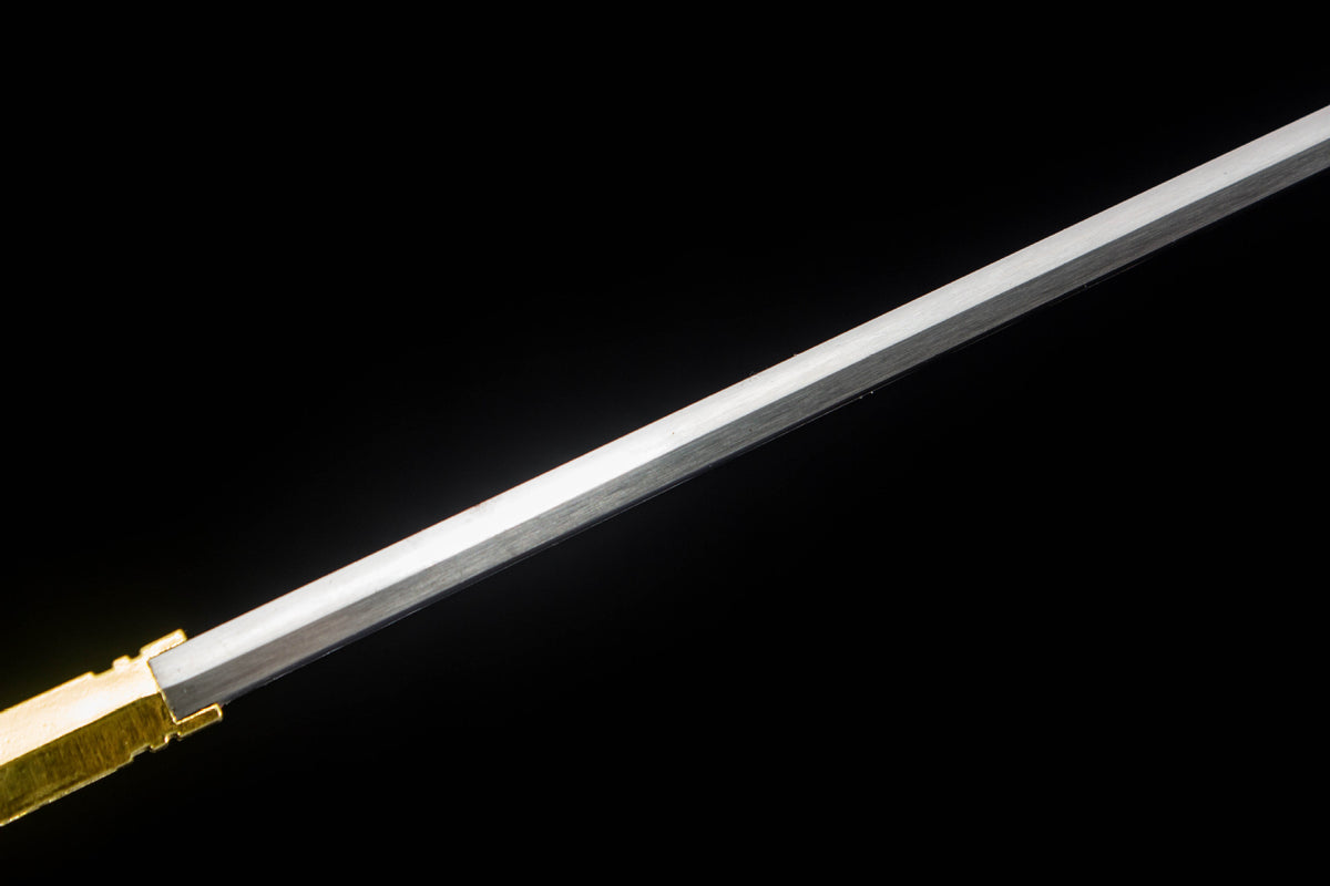 The Gilded Coil Katana, showing the long gold coil motif