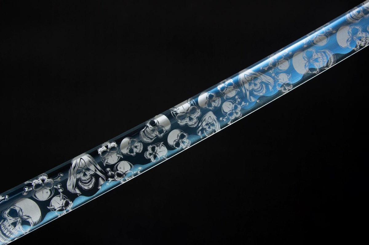The Inkstorm Katana with the silver engraving and alloy fittings