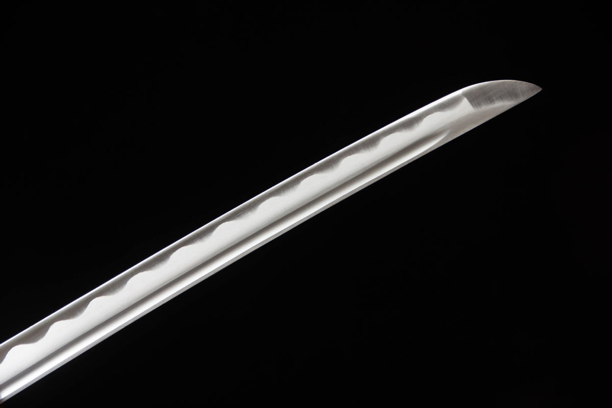 Midnight Studwork Katana displayed from the side with its dark blue handle and patterned saya