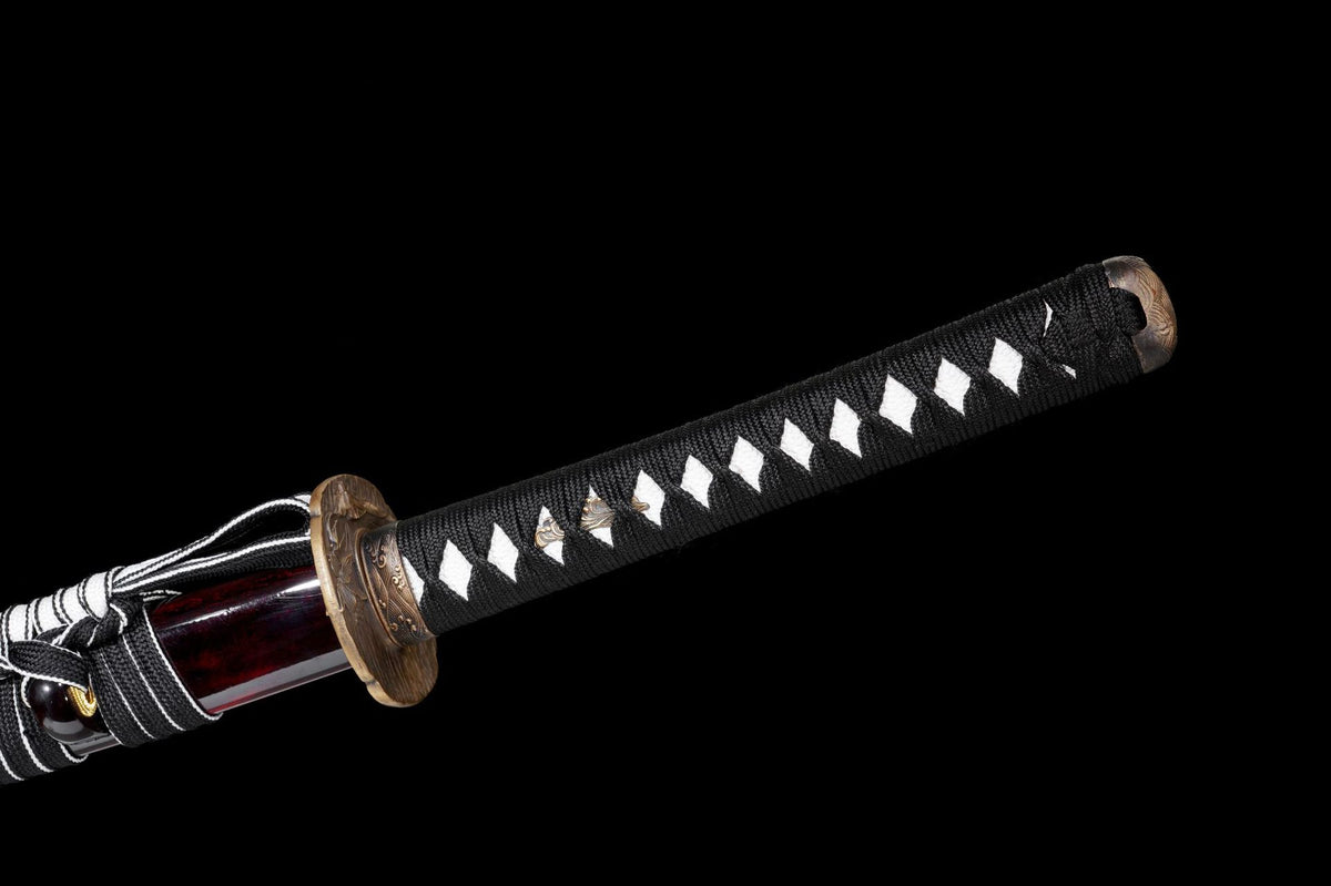 Black cord-wrapped tsuka over white textured panels