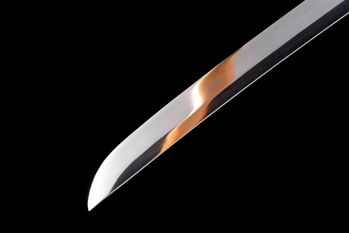 The Twin Dragons Katana, showing the twin silver dragon artwork