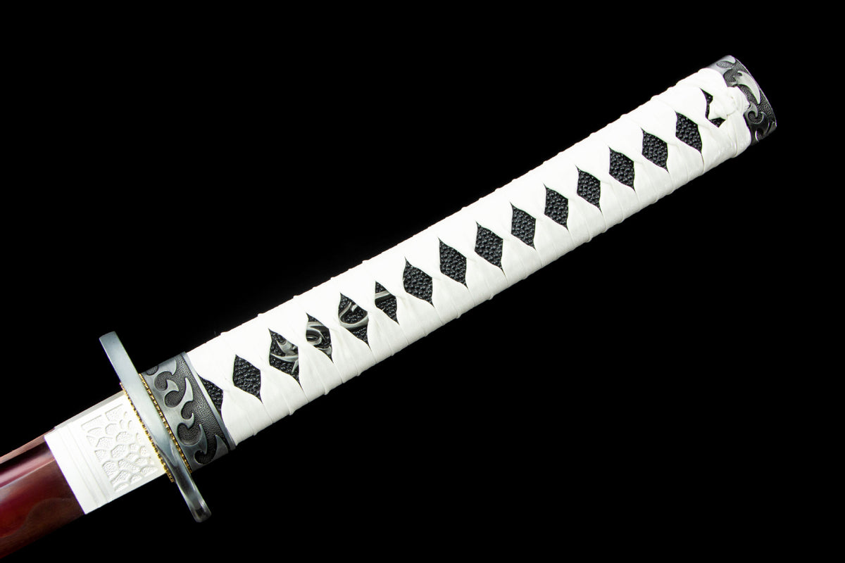 The Clouded Dragon Katana with the white mounting and sageo