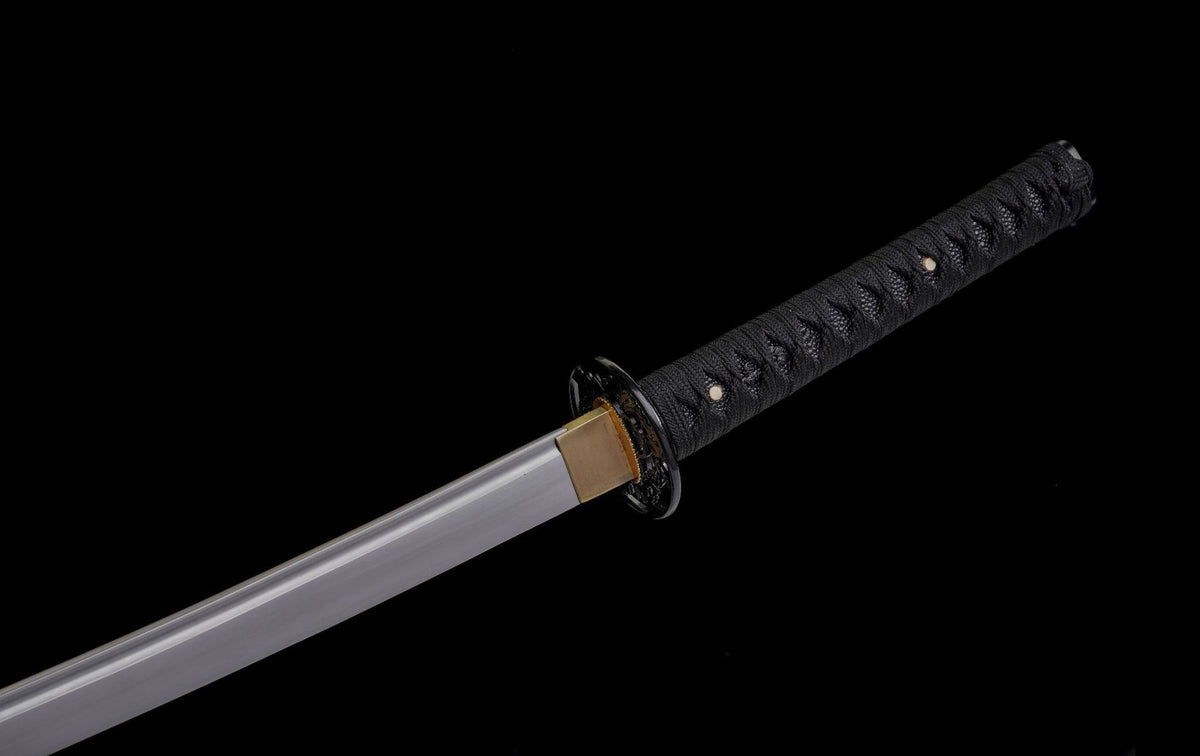 Black Maple Katana blade base with gold-tone habaki