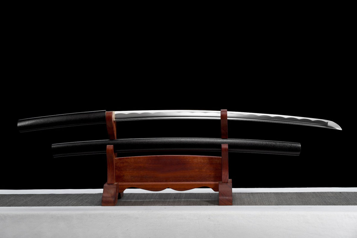 Black Shirasaya Katana with sharpened 1045 carbon steel blade