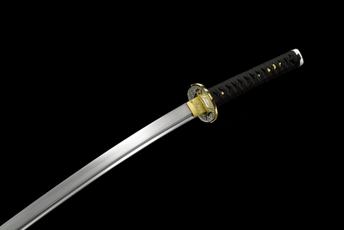 Polished blade and black wrapped tsuka of the Black Bamboo Katana