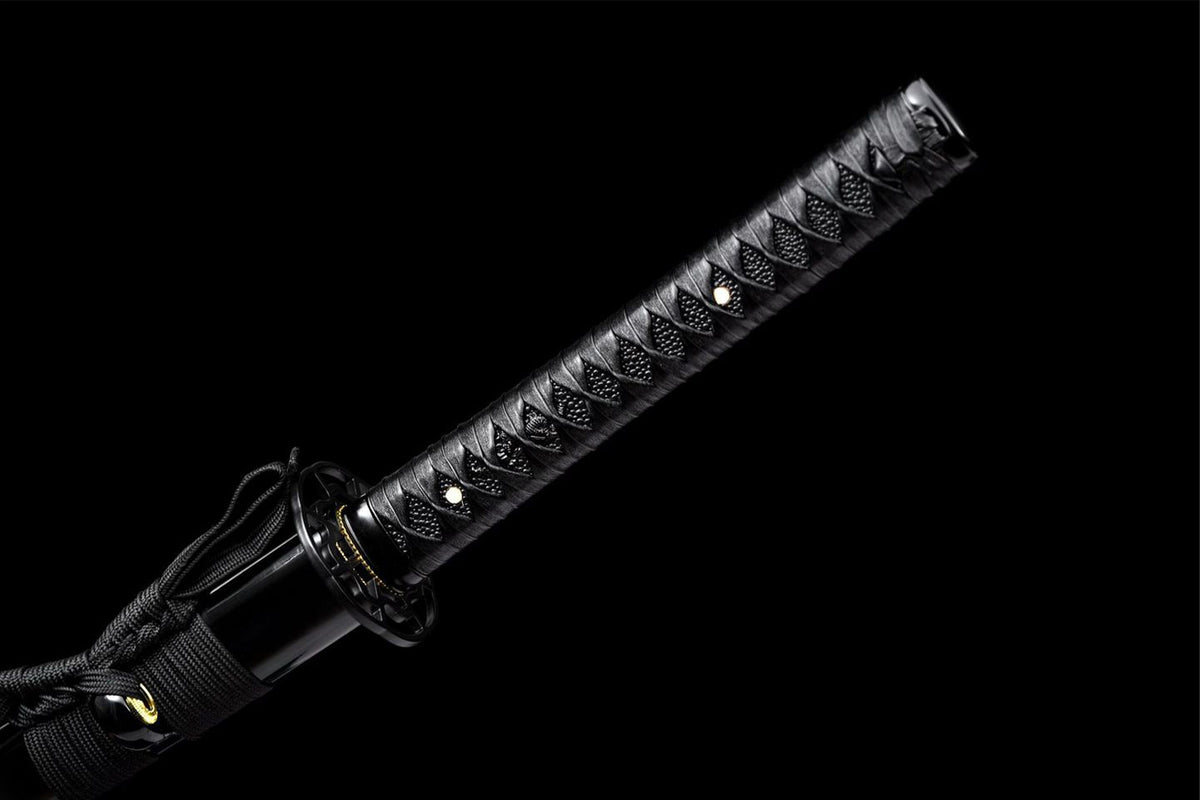 Black tsuka-ito over textured black underlay