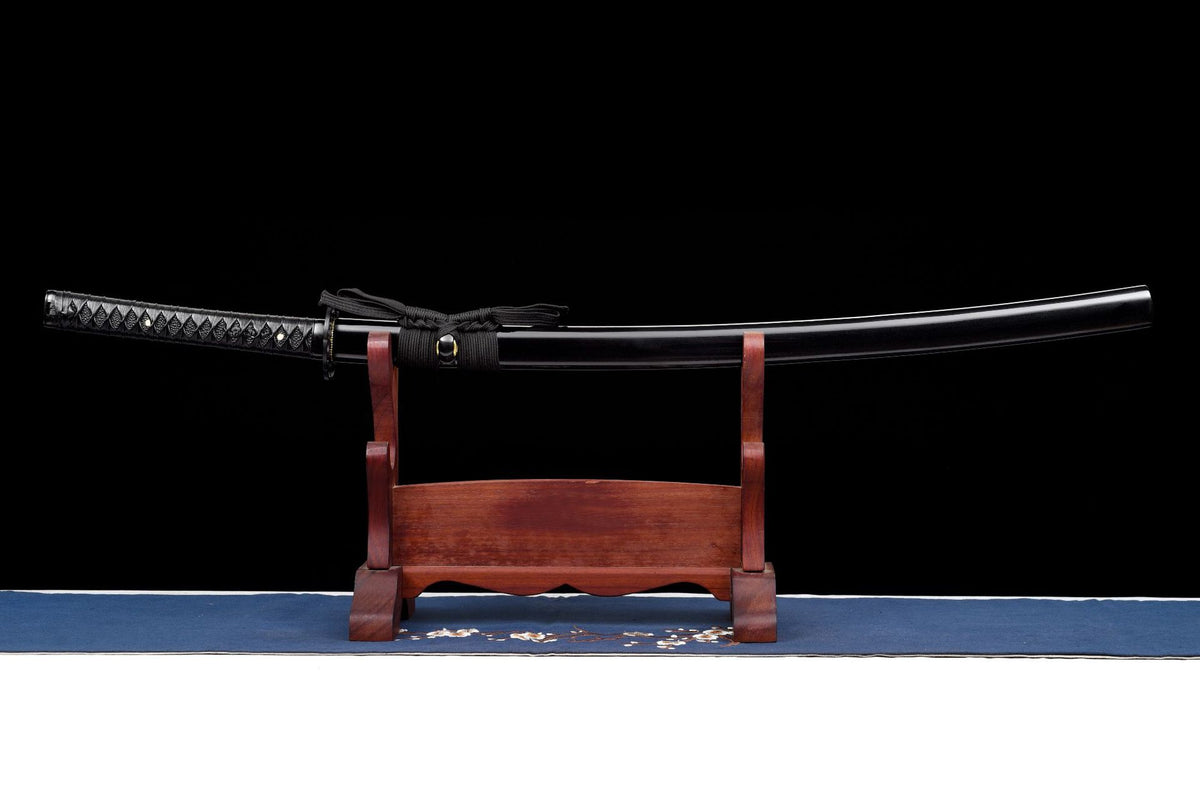 Samurai Inscription Katana in its black lacquered solid-wood saya