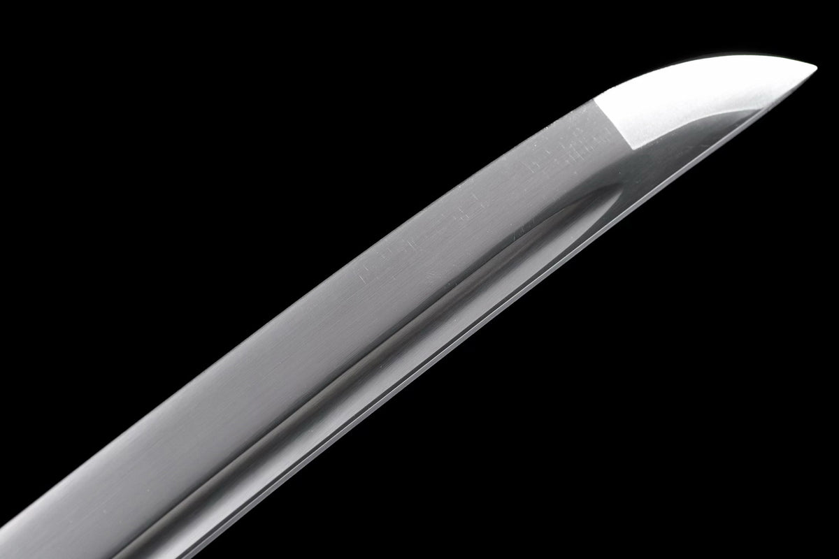Kissaki and bo-hi detail on the 1045 steel blade