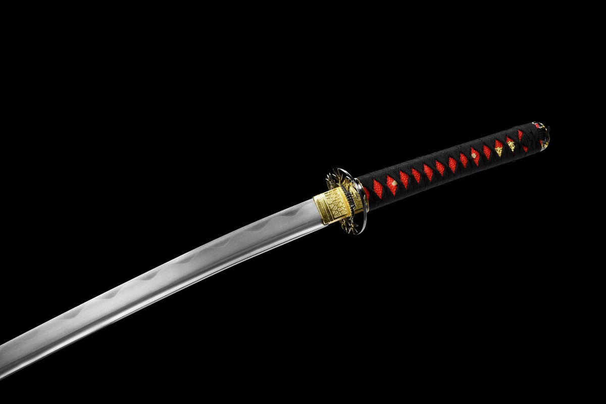 Polished blade and black cord-wrapped handle