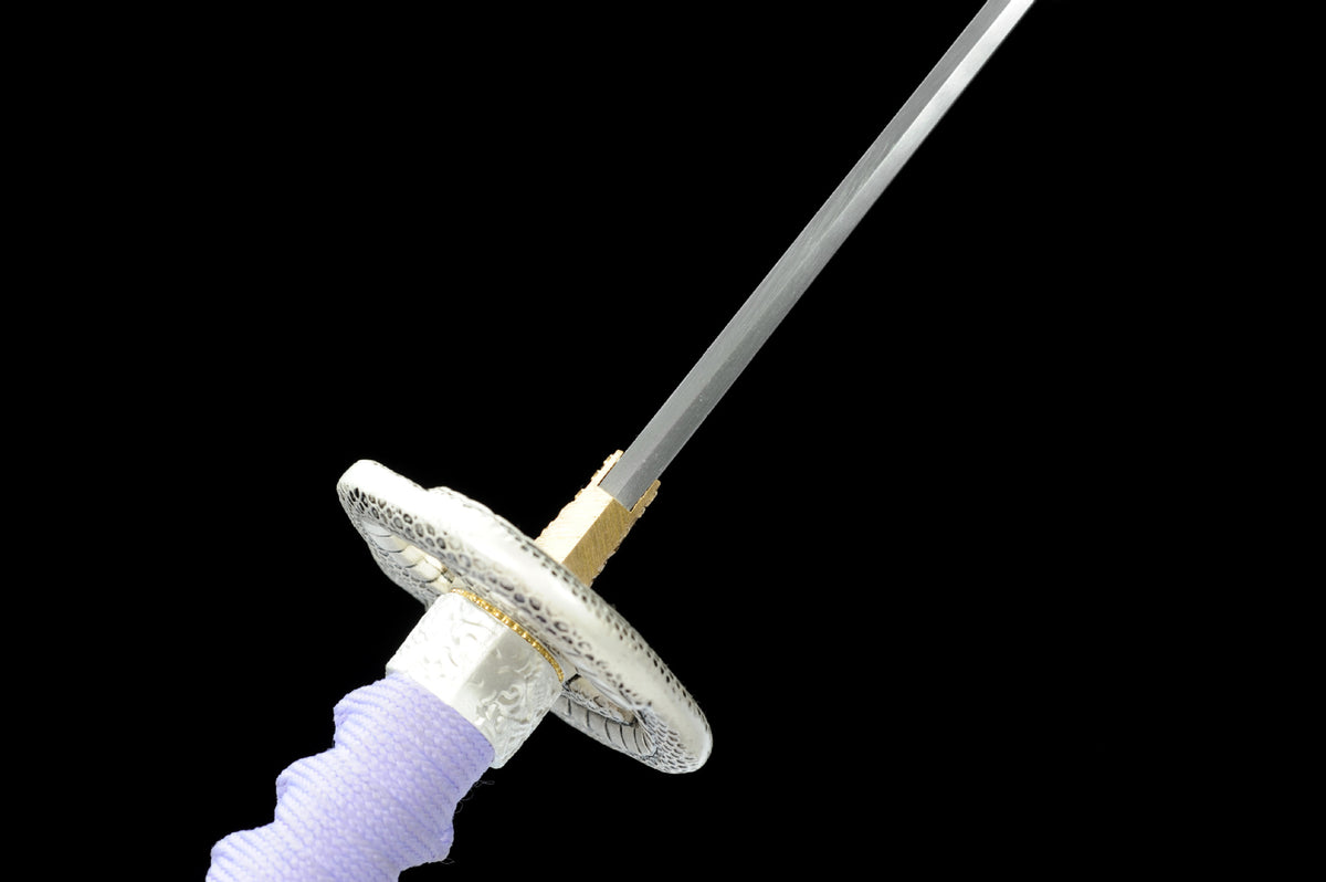Blade spine and tsuba profile on the White Serpent Katana