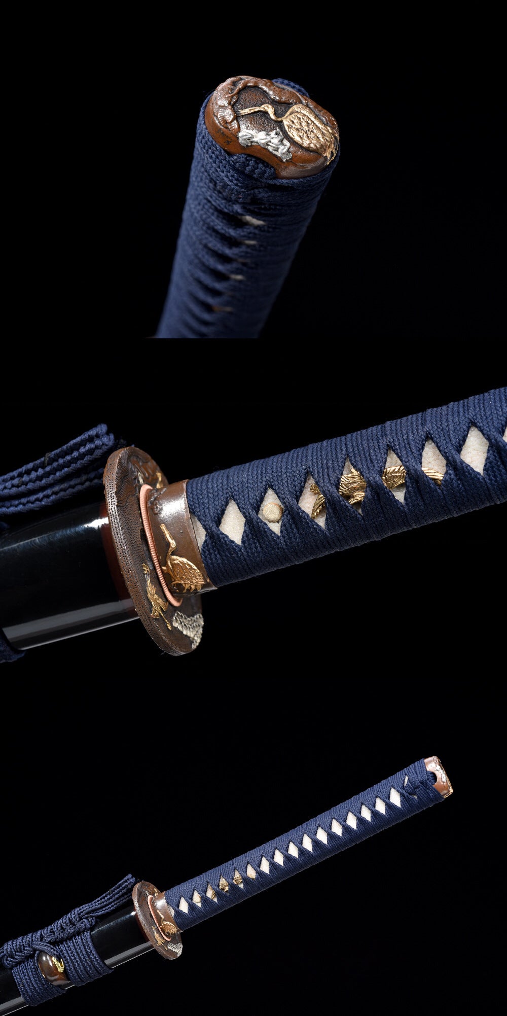 Detail view of the mountings on the Immortal Crane katana.