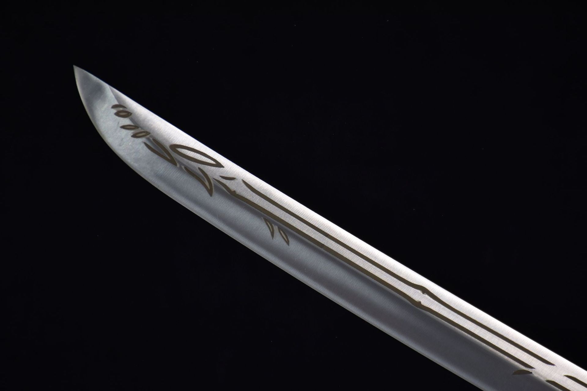 A close-up of the katana blade tip