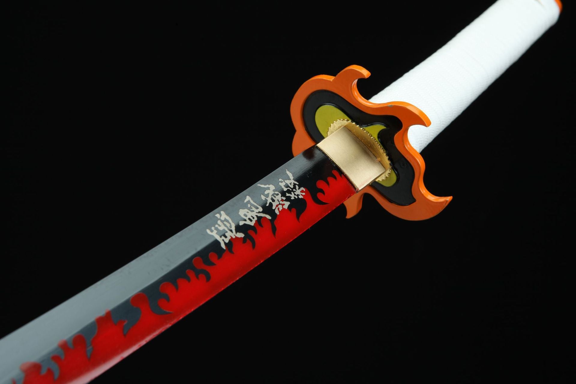 Kyojuro Rengoku’s Nichirin Sword with flame-shaped tsuba from Demon Slayer.