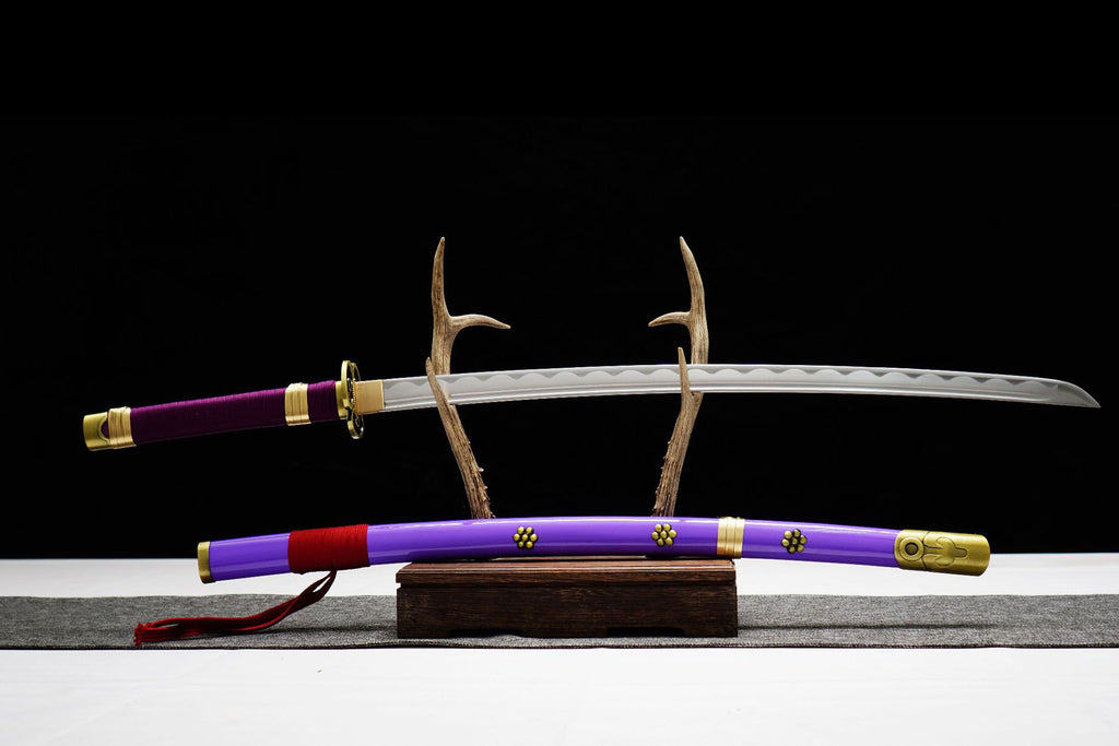Zoro's Enma sword from One Piece featuring a purple and gold design.