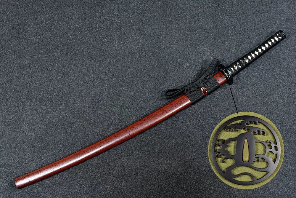 Prajna katana red and black sword mountings