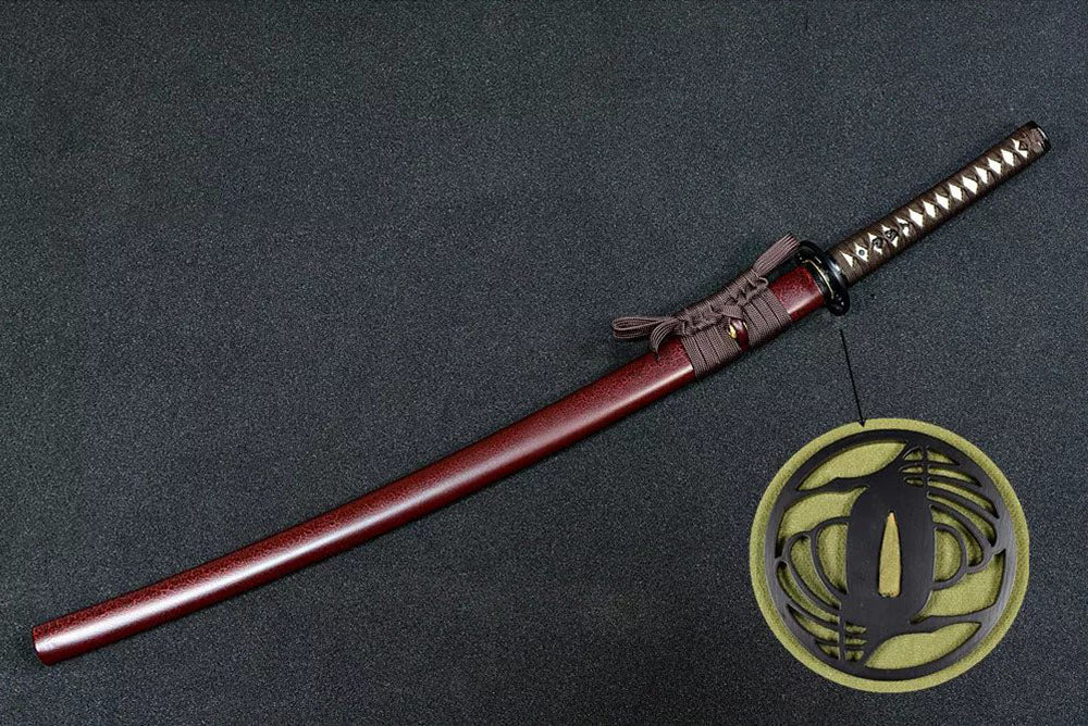 Prajna katana red and brown sword mountings